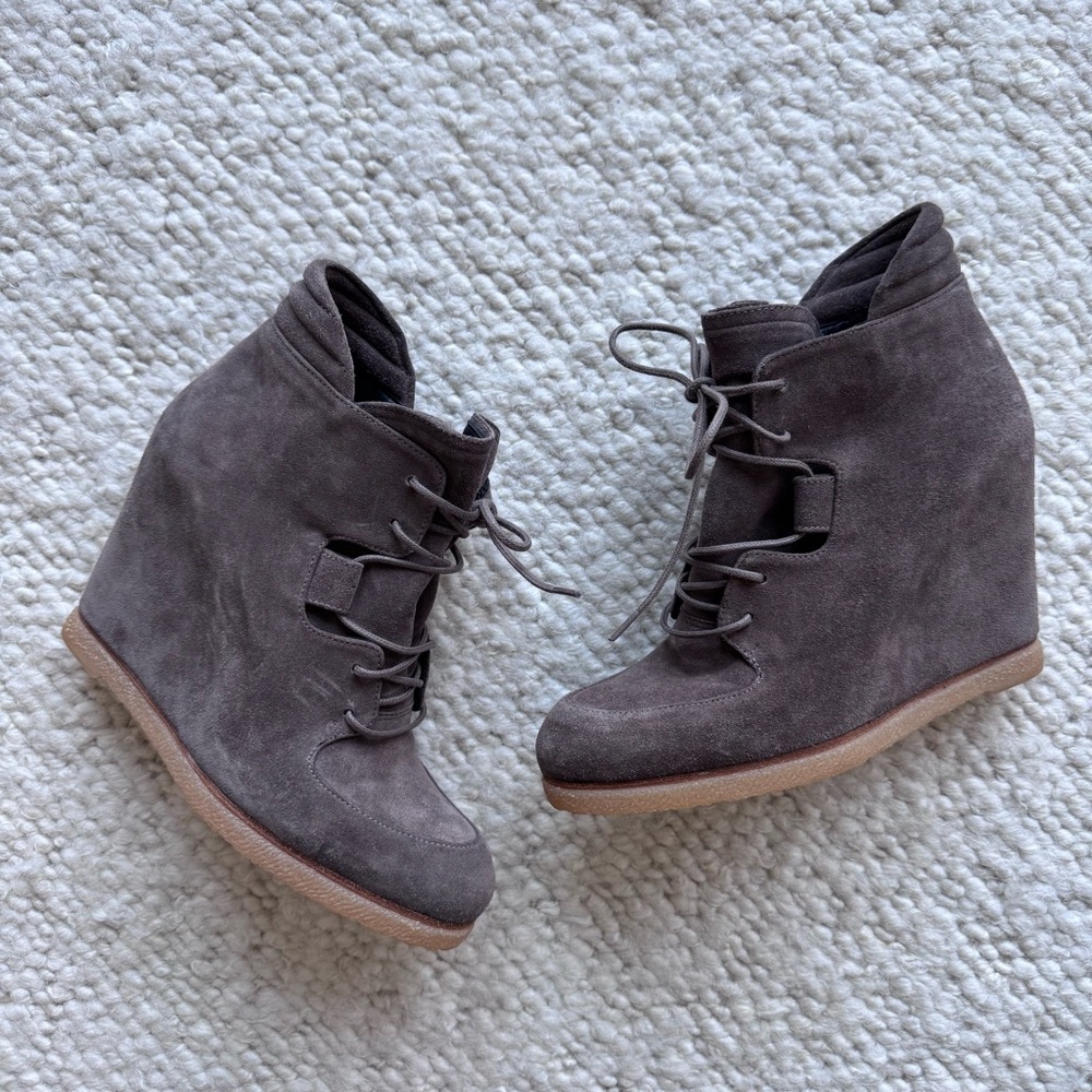 Stuart Weitzman Gray Wedge Ankle Boots